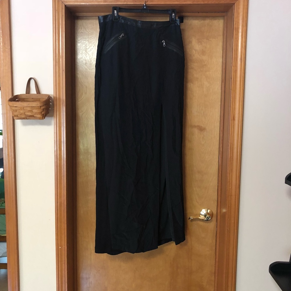 Silk and leather rag & bone maxi skirt w high slit